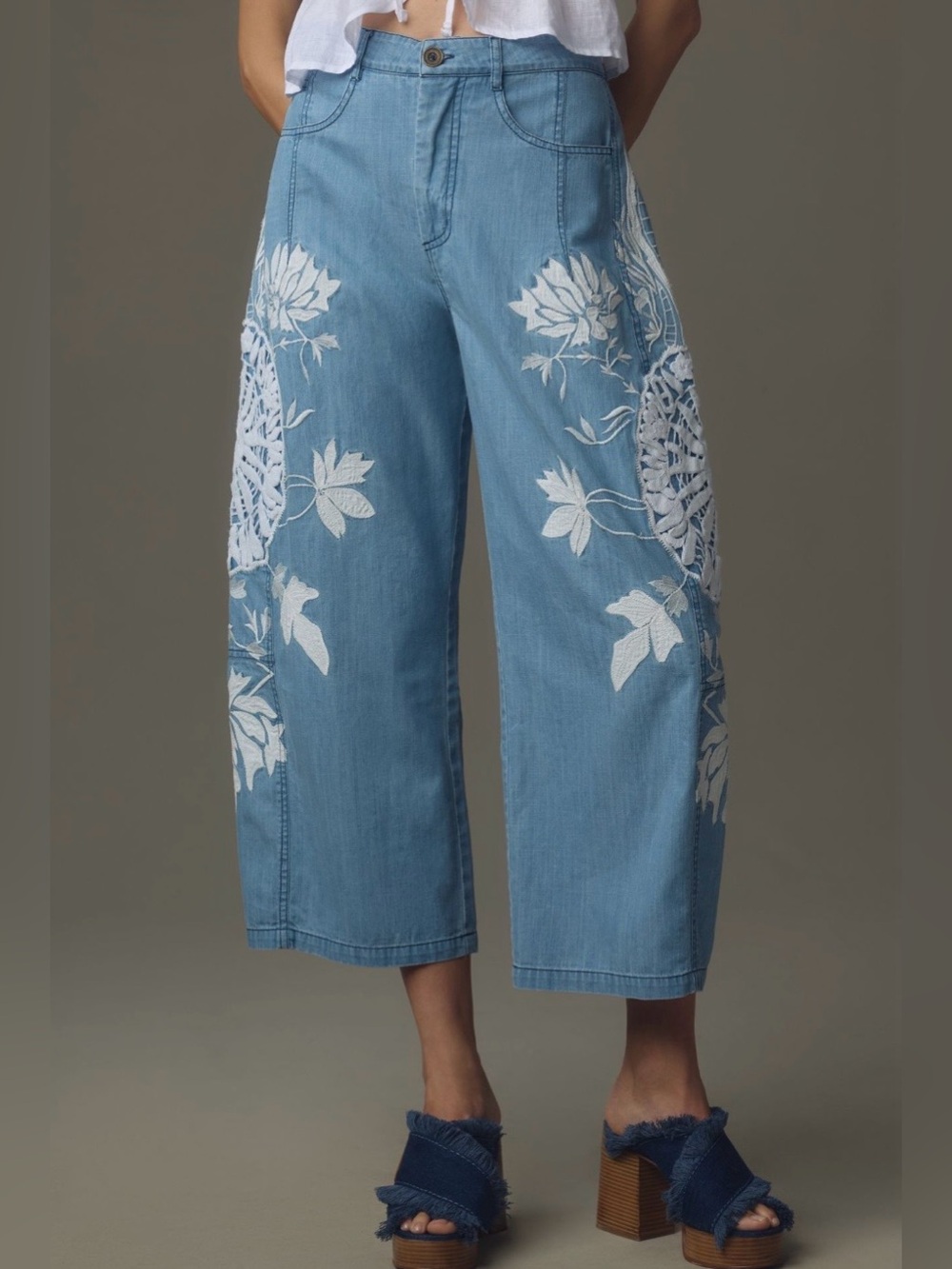 Anthropologie Pilcro Kenna Mid-Rise Heritage Barrel Jeans: Embroidered Edition - Picture 2 of 14